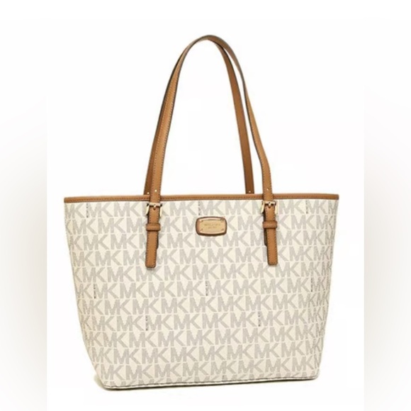 Michael Kors Jet Set Travel SM Carryall Tote VANILLA/ACRN - Picture 1 of 9